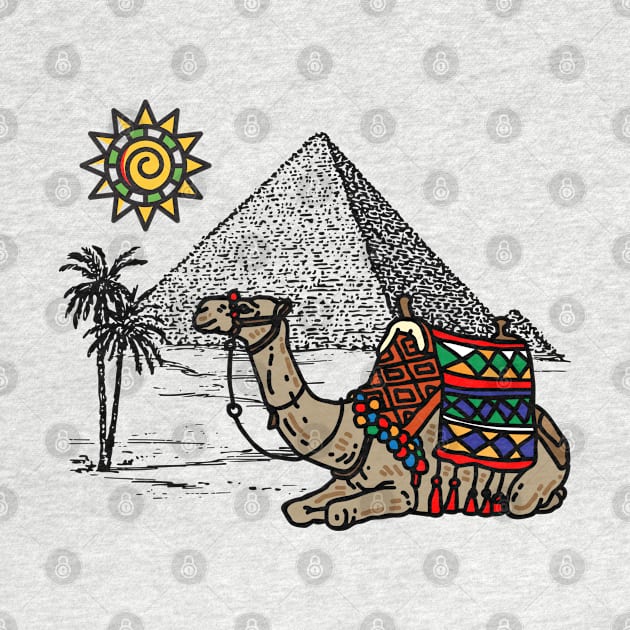 Camel and the pyramids by LittleAna